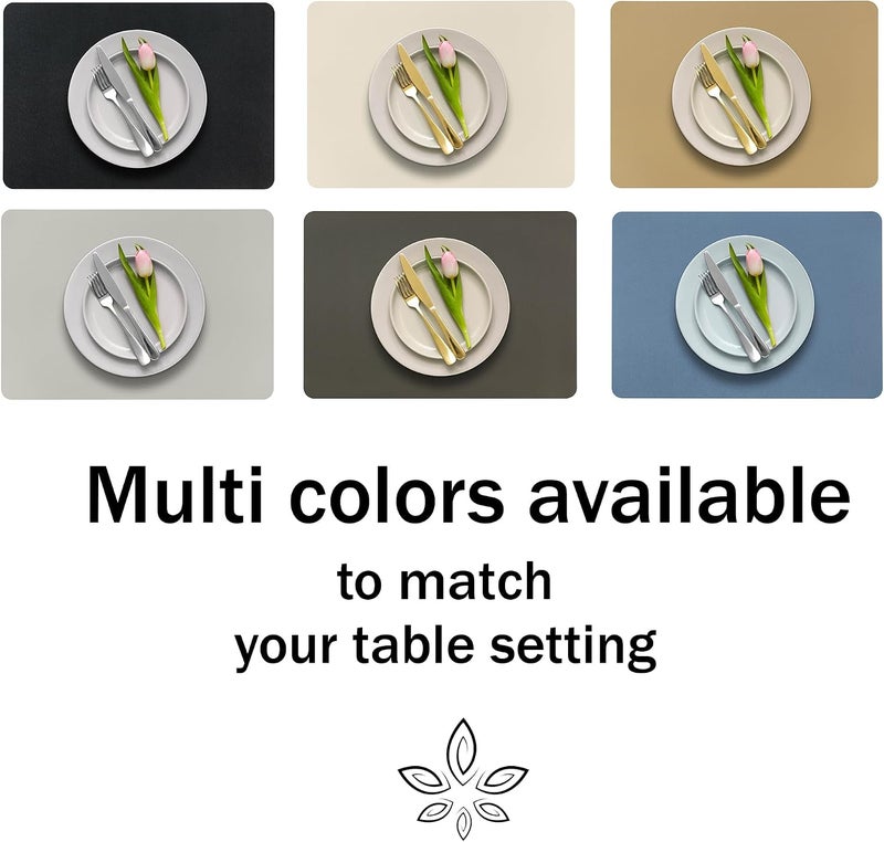 More Decor More Décor Faux Leather Placemats for Dining and Kitchen Table - Stain and Heat Resistant, Anti-Slip, Wipable and Washable - Set of 4 and 6 - Solid Colors (Solid Dark Grey, 6) - Image 5