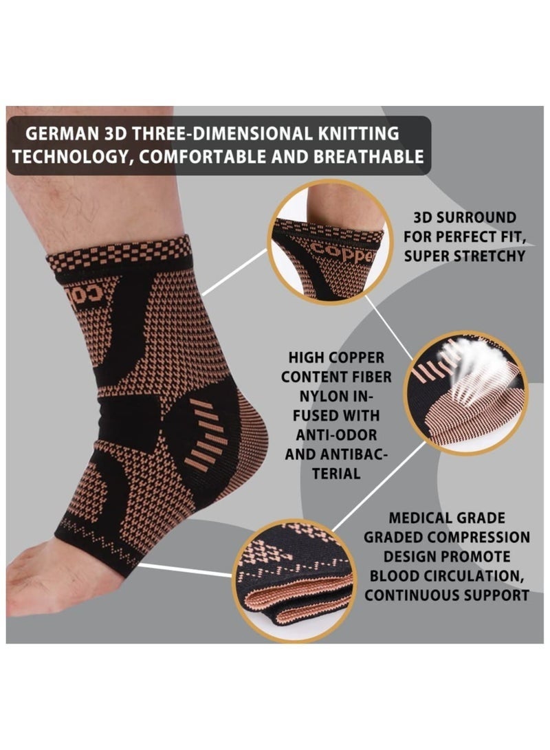 ساكن زوج واحد من دعامات الكاحل، مقاس كبير، كم ضاغط لدعم الكاحل للرجال والنساء، لتخفيف آلام القدم، والتعافي من الالتواءات، والتهاب وتر أخيل، للاستخدام النهاري أو الليلي (بني، كبير جدًا) - Image 3