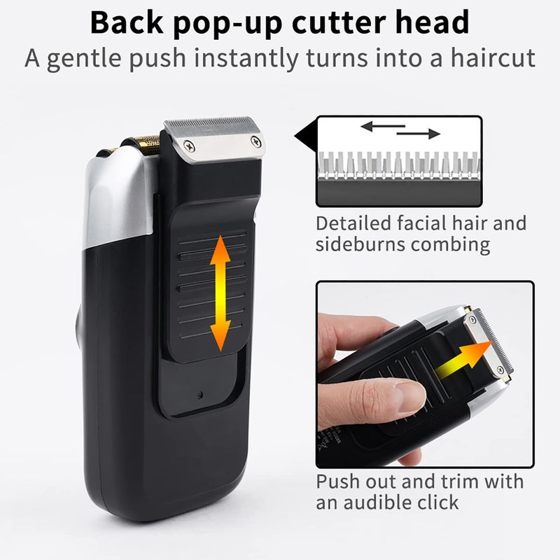 DSP® Electric Razor for Men Bald Shavers for Men 2 in 1 Double Shaver for Men with 2 Foil Head Rechargeable Barber Shaver with Precision Trimmer 3-Speed Shaver with LED Digital Display (Black) - Image 2