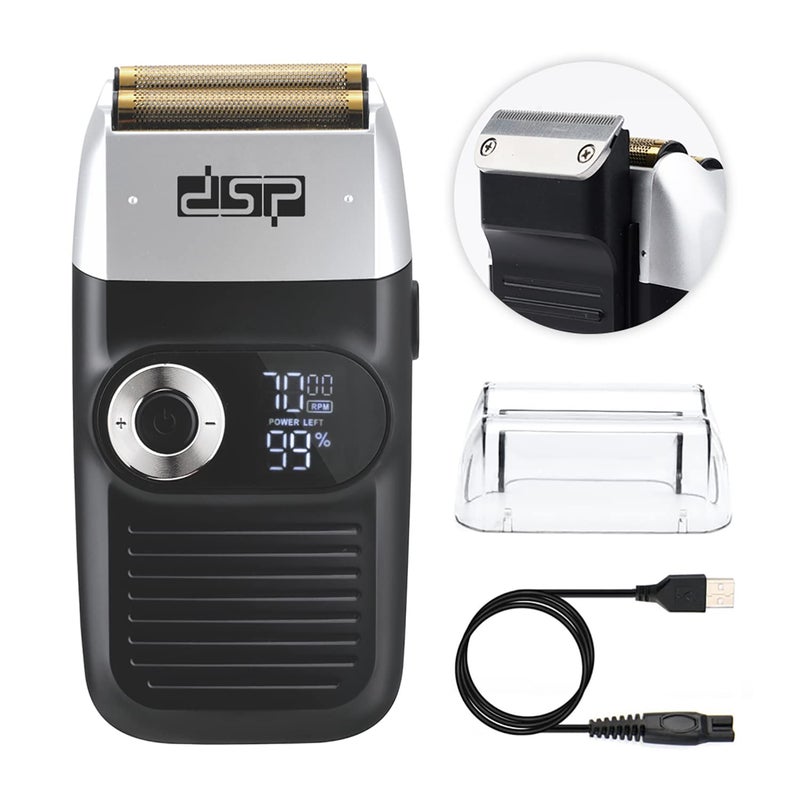 DSP® Electric Razor for Men Bald Shavers for Men 2 in 1 Double Shaver for Men with 2 Foil Head Rechargeable Barber Shaver with Precision Trimmer 3-Speed Shaver with LED Digital Display (Black) - Image 1