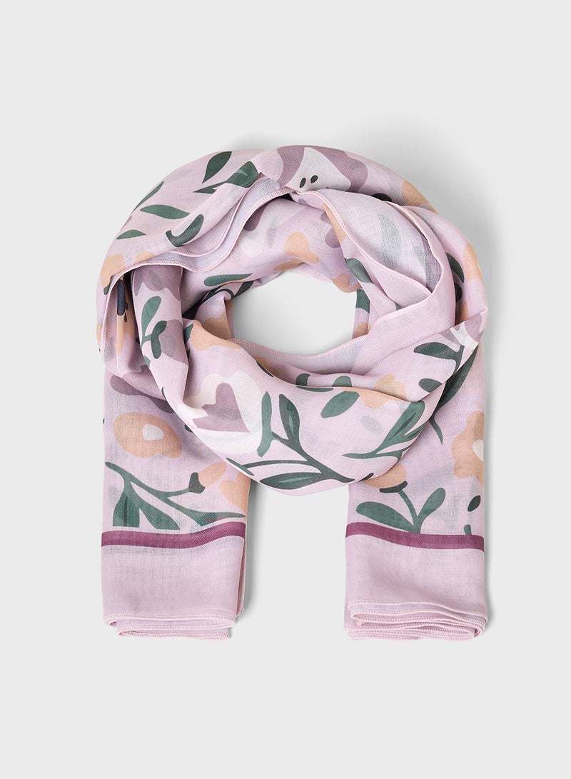 ELLA Silky Floral Print Scarf - Image 1