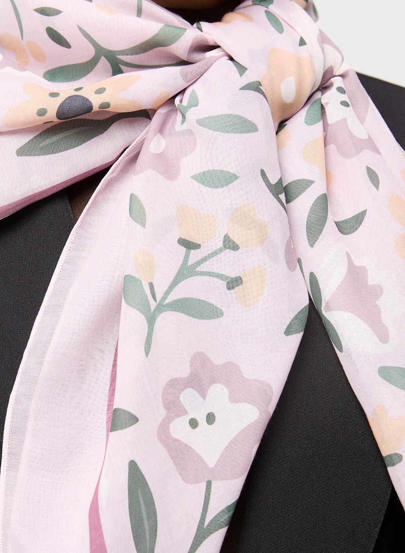 ELLA Silky Floral Print Scarf - Image 4