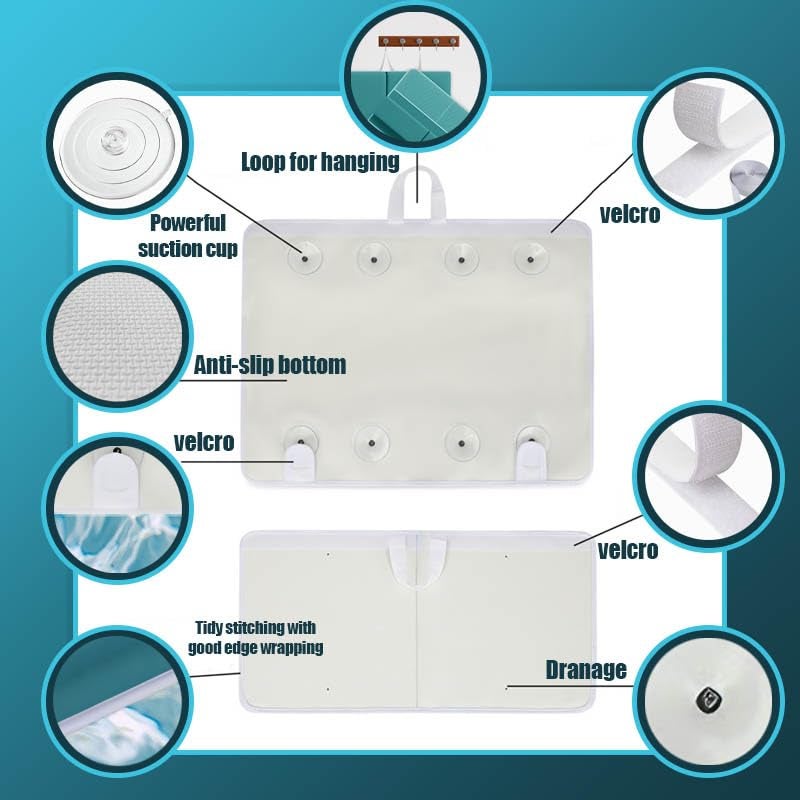 Supa Ant Baby Bath Kneeler and Elbow Rest Pad â€“Momâ€™s Choice Award Winner â€“US-Designed Extra Thick Bathtub Kneeling Pad with 8 Suction Cups, 5-Pocket Organizer, Non-Slip, Cushioned, Durable (Blue)