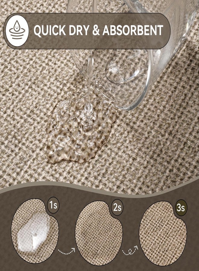 YDKGL Bathroom Rugs Mat 24x35, Ultra Thin Non Slip Bath Mats for Bathtub Quick Dry Absorbent Rubber Bathroom Mat Fit Under Door, Woven Washable Half Round Bath Rugs Floor, Beige Brown - Image 4