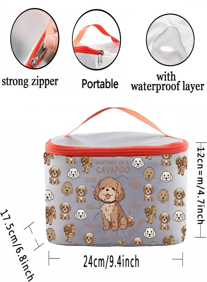 PXTIDY Cavapoo Gift Cavapoo Lover Toiletry Organizer Bag Cavapoo Mom Gift Cavapoo Dog Owner Cosmetic Case Bag, Grey - Image 3
