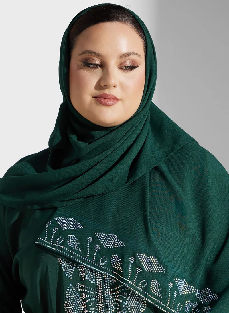 Khizana Embellished Detail Abaya With Sheila