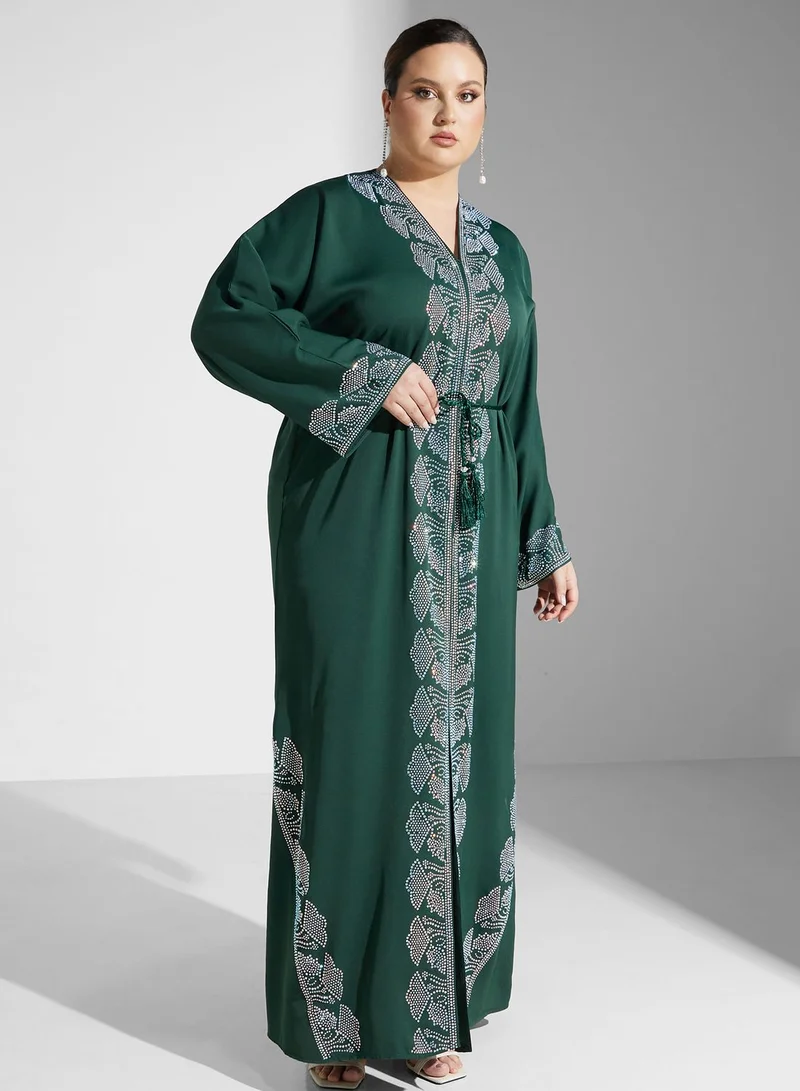 Khizana Embellished Detail Abaya With Sheila