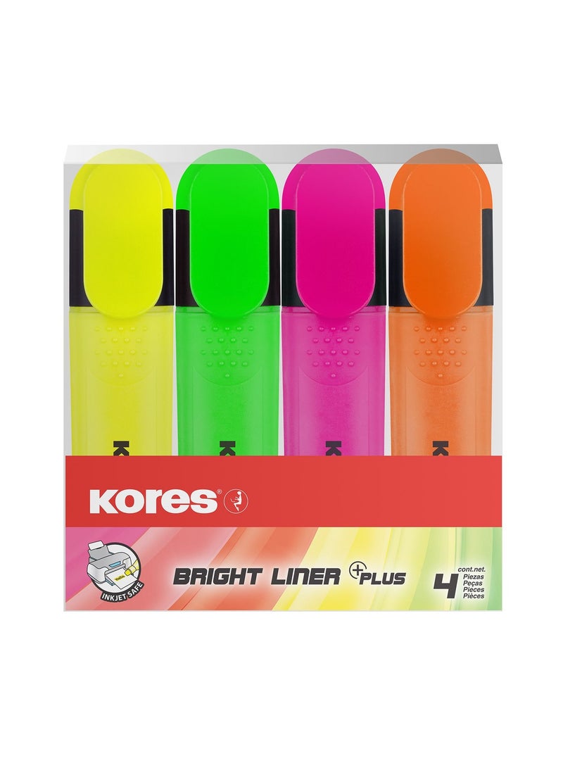 Kores 4-Piece Bright Liner Plus Fluorescent Highlighter Pen - Image 3