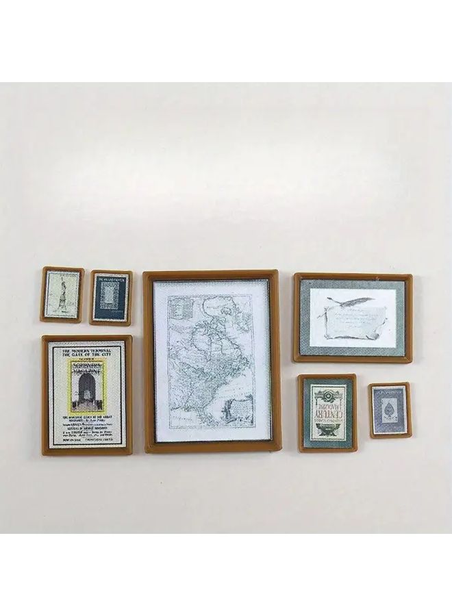 Geometric Fantasy 3 Piece Set Vintage Miniature Wall Art Dollhouse Travel Poster Map Decor Detailed Designs Intricate Artwork Compatible With Tabletop RPG Historical Displays OB11 - Image 1