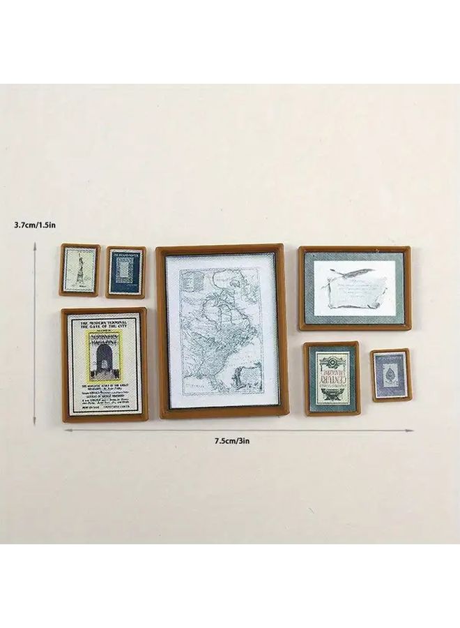 Geometric Fantasy 3 Piece Set Vintage Miniature Wall Art Dollhouse Travel Poster Map Decor Detailed Designs Intricate Artwork Compatible With Tabletop RPG Historical Displays OB11 - Image 2