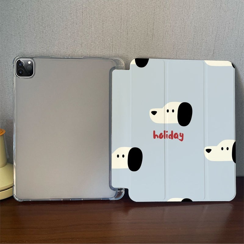 غطاء حماية ثلاثي الطيات بنمط جرو بسيط مع مرآة أكريليك متوافق مع iPad Pro 12.9 إنش 2022 (تصميم ثنائي اللون، متين وأنيق للاستخدام اليومي) - Image 2
