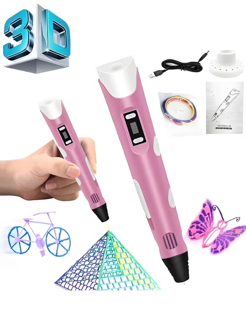 Wish Plus Educational Gift For Kids 3D Pen Kit ABS & PLA Compatible Drawing Pen Cool Crafts Speed Control Ultrasonic Sealed Nozzle Ergonomic Design(Pink) - Image 1
