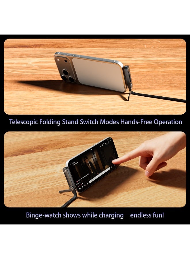 BASEMO Sideways Phone Charger, 2-in-1 Invisible Holder Charger Cable, 240w Fast Charging Cord with Built-in Phone Stand for Smartphones Tablets (C-C,1pcs) - Image 2