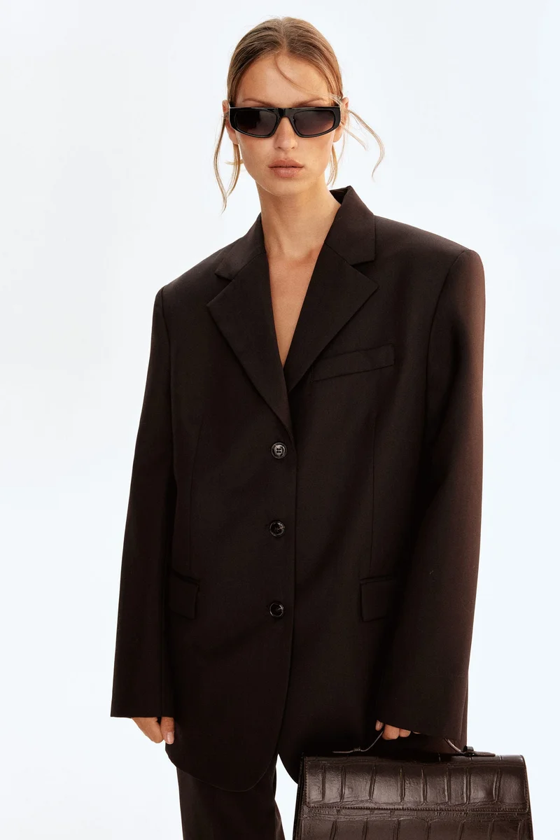 اتش اند ام بليزر فضفاض من مزيج الصوف