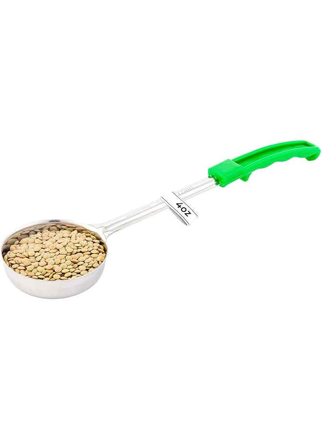 S-TOP Met Lux 4 Ounce Portion Ladle, 1 With Green Handle Portion Serving Spoon - Does Not Corrode, Dishwashable, Stainless Steel Portion Control Serving Utensil, Multipurpose - Image 1
