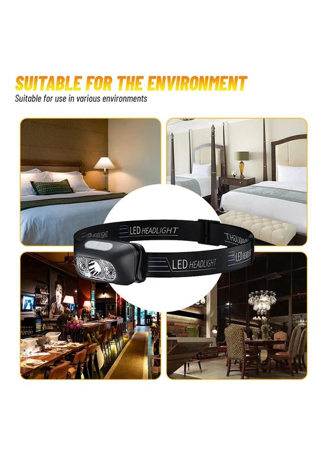 4 Pack Head Lamp USB Rechargeable Motion Sensor LED Headlight Adjustable Beam For Camping - Image 3