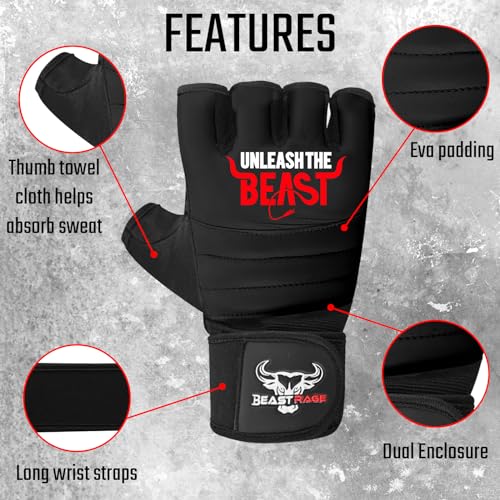 BEAST RAGE Taekwondo Karate Gloves for Men and Women, Boxing Training Gloves MMA Kickboxing Sparring Martial Arts Boxing Gloves – Training Light Workouts, Muay Thai, Karav MAGA (Black, M) - Image 2