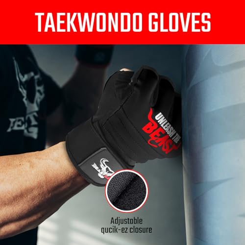 BEAST RAGE Taekwondo Karate Gloves for Men and Women, Boxing Training Gloves MMA Kickboxing Sparring Martial Arts Boxing Gloves – Training Light Workouts, Muay Thai, Karav MAGA (Black, M) - Image 5
