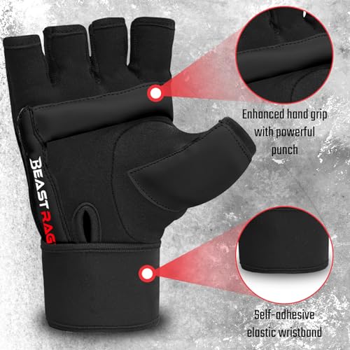 BEAST RAGE Taekwondo Karate Gloves for Men and Women, Boxing Training Gloves MMA Kickboxing Sparring Martial Arts Boxing Gloves – Training Light Workouts, Muay Thai, Karav MAGA (Black, M) - Image 4
