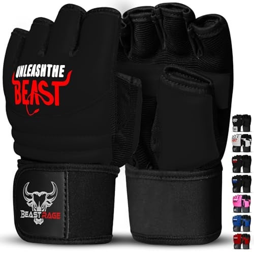 BEAST RAGE Taekwondo Karate Gloves for Men and Women, Boxing Training Gloves MMA Kickboxing Sparring Martial Arts Boxing Gloves – Training Light Workouts, Muay Thai, Karav MAGA (Black, M) - Image 1