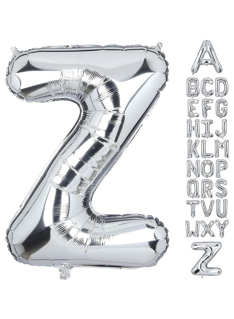 بالونات حروف فضية مقاس 40 بوصة من رقائق معدنية من A إلى Z، لافتة عبارة شخصية DIY للاحتفال بأعياد الميلاد والذكرى السنوية وحفلات التخرج والديكور - Image 2