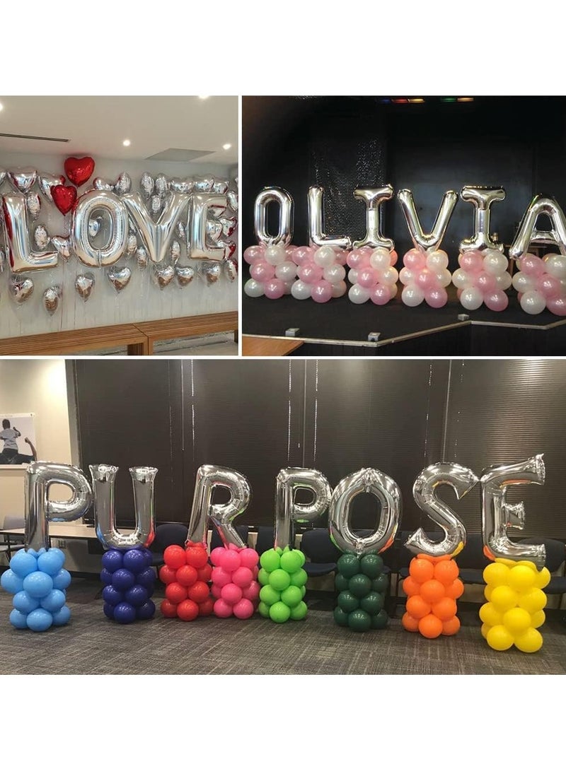 بالونات حروف فضية مقاس 40 بوصة من رقائق معدنية من A إلى Z، لافتة عبارة شخصية DIY للاحتفال بأعياد الميلاد والذكرى السنوية وحفلات التخرج والديكور - Image 4