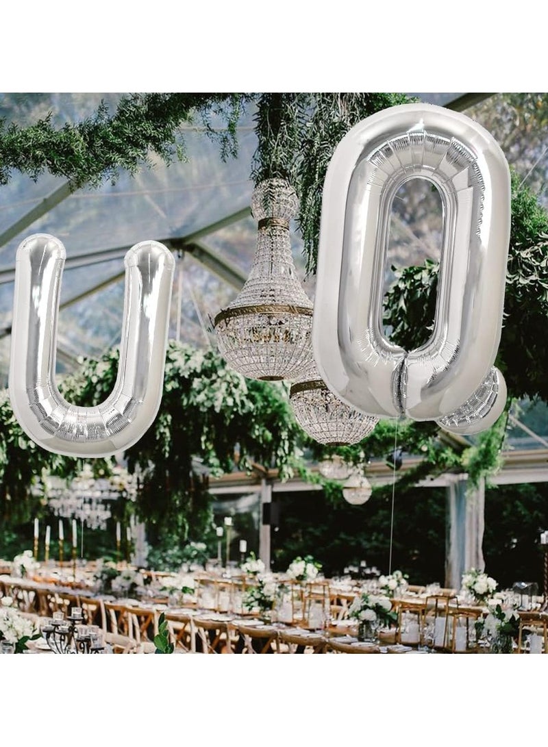 بالونات حروف فضية مقاس 40 بوصة من رقائق معدنية من A إلى Z، لافتة عبارة شخصية DIY للاحتفال بأعياد الميلاد والذكرى السنوية وحفلات التخرج والديكور - Image 5