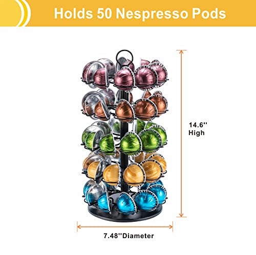 Rice rat 5 Tier Vertuo Carousel Stand Storage for Nespresso Vertuo Pod Coffee Pod Holder (50 Pods Capacity) - Image 2