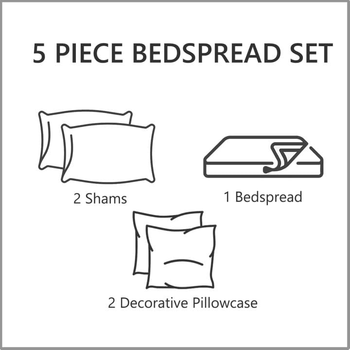 CHIXIN Oversized Bedspread Coverlet Set King Size - Lightweight Bedding Cover - Beautiful Stitching - 5 Piece Reversible Bedspread - Gorgeous Damask Paisley Pattern (King, Seaglass) - Image 5