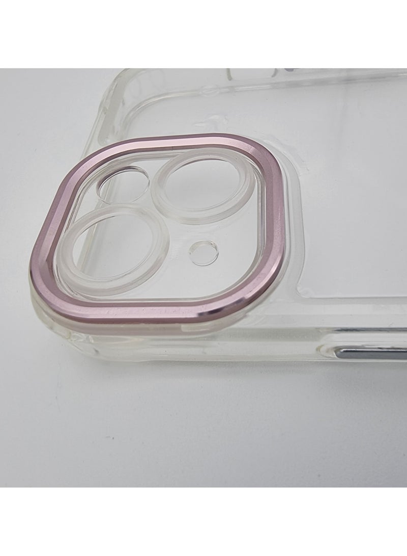 Transparent iPhone 14 Phone Case with Pink Camera Edges - Image 4