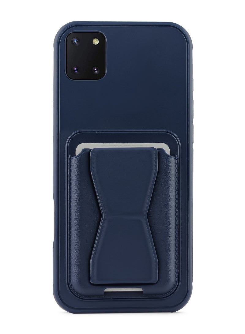 Leather back cover with card wallet Foldable Shockpoof Case compatible with Samsung Galaxy Note 10 Lite (Blue)