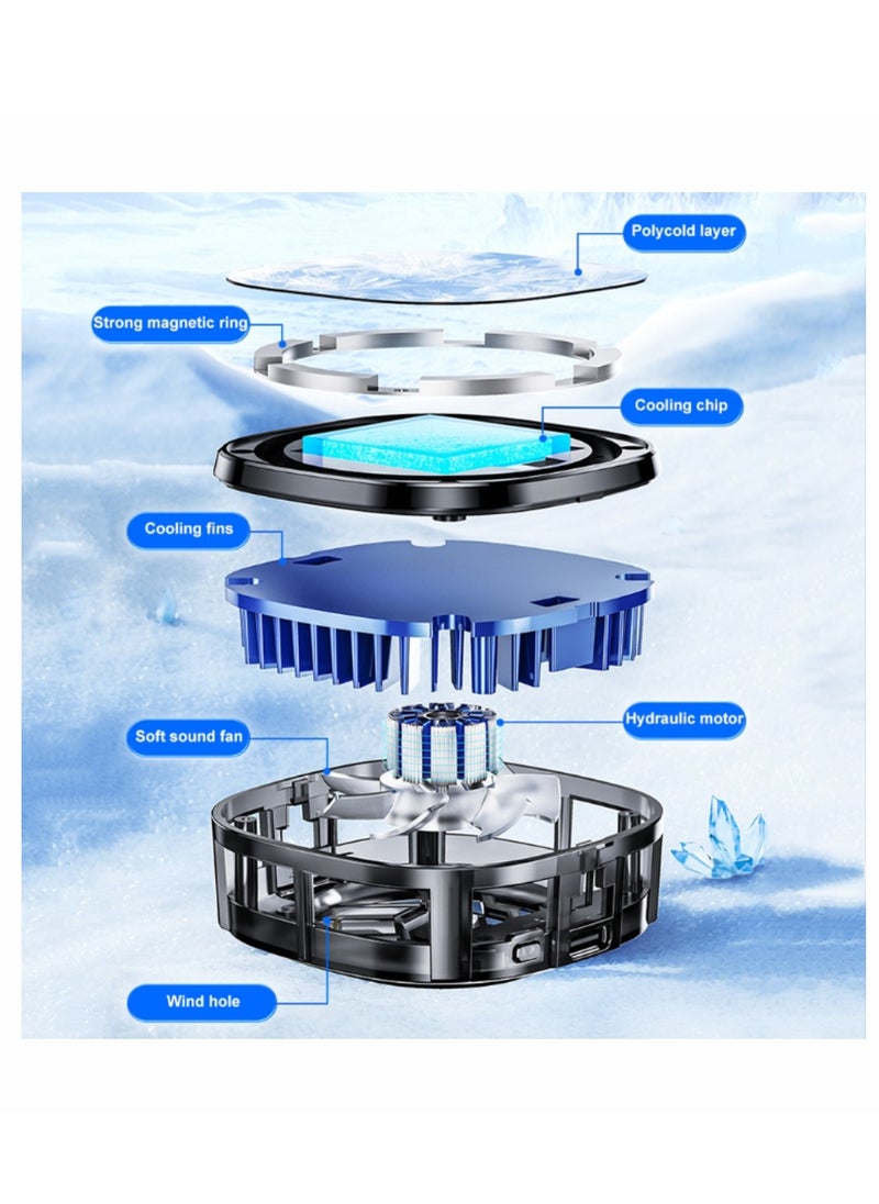 X79A Mobile Phone Cooling Fan 3 Gears Three Speed Modes Game Phone Cooler Silent Radiator RGB Lights Adjustable Portable Heat Sink Semiconductor USB Phone Radiator For All Smartphones