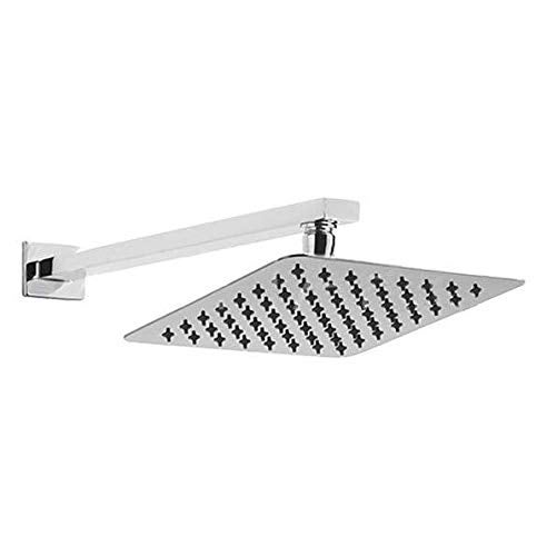 SBD SBD Ultra Thin SS Square 200mm 8X8 Rain Shower with 450mm 18 Long SS Square Shower Arm Combo Steel Grade 302 Silver