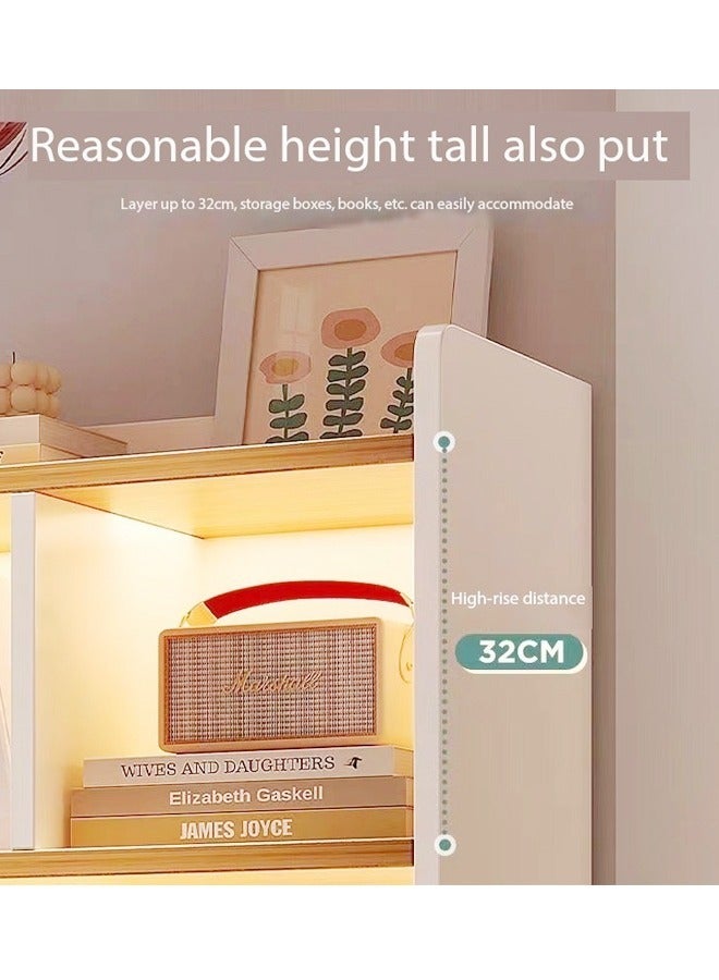 C&C Home رف كتب خشبي متعدد الأغراض متعدد الطبقات مع رف عرض كبير للتخزين مع درجين وباب واحد وخزانة كتب عمودية قائمة بذاتها لغرفة المعيشة وأثاث المكتب المنزلي 80 × 24 × 180 سم - Image 3