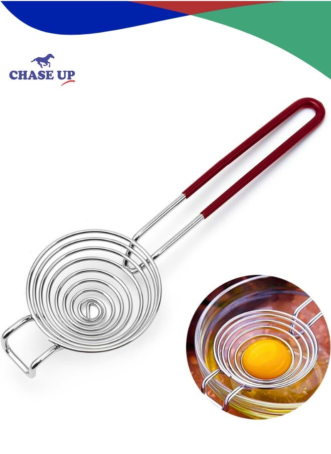 Chase Up Egg Separator, Egg Separator, Stainless Steel Egg Separator Made of Stainless Steel, Egg White Separator with Handles, Egg Yolk Separator, Divider Filter, Easy Storage for Kitchen, Baking Tool (brown)  - Image 1