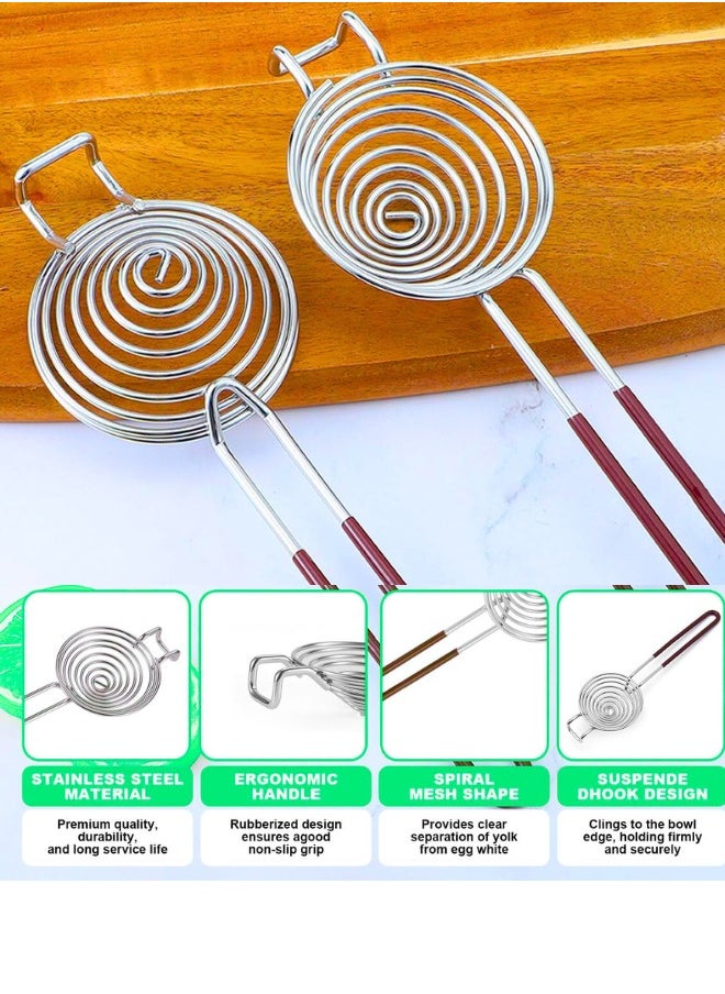 Chase Up Egg Separator, Egg Separator, Stainless Steel Egg Separator Made of Stainless Steel, Egg White Separator with Handles, Egg Yolk Separator, Divider Filter, Easy Storage for Kitchen, Baking Tool (brown)  - Image 2