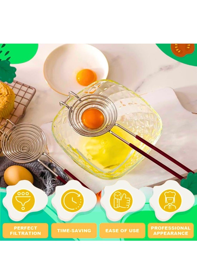 Chase Up Egg Separator, Egg Separator, Stainless Steel Egg Separator Made of Stainless Steel, Egg White Separator with Handles, Egg Yolk Separator, Divider Filter, Easy Storage for Kitchen, Baking Tool (brown)  - Image 3