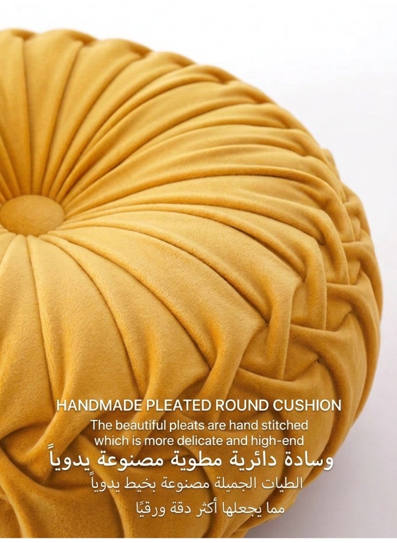 Texstead 15" Handmade Pumpkin Pillow Round Sofa Cushion Tatami Floor Seat Bay Window Decor Light Luxury Accent - Image 1