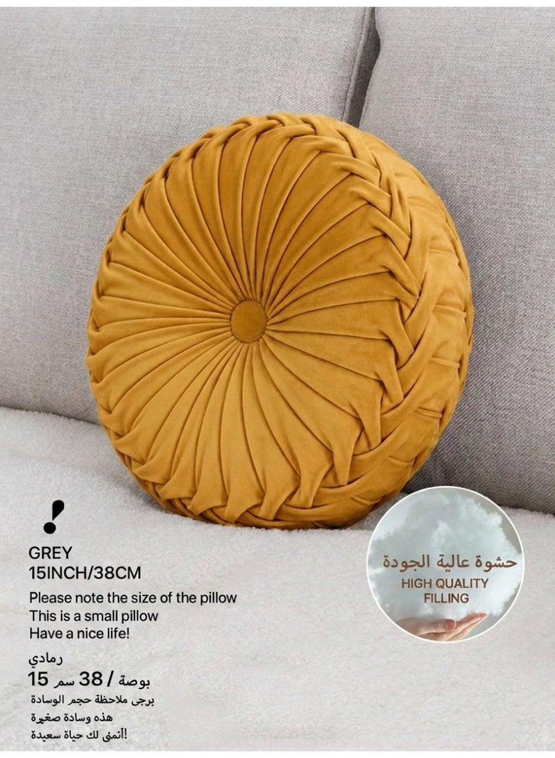 Texstead 15" Handmade Pumpkin Pillow Round Sofa Cushion Tatami Floor Seat Bay Window Decor Light Luxury Accent - Image 2
