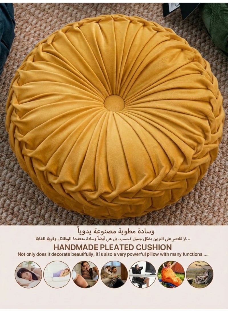 Texstead 15" Handmade Pumpkin Pillow Round Sofa Cushion Tatami Floor Seat Bay Window Decor Light Luxury Accent - Image 5