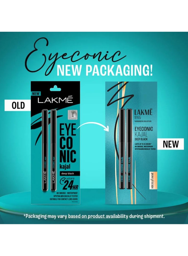 Lakme 9 to 5 Fashionista Collection Eyeconic Kajal - Deep Black -Twin Pack | Smudgeproof | Waterproof | Lasts Upto 24 Hrs - Image 3