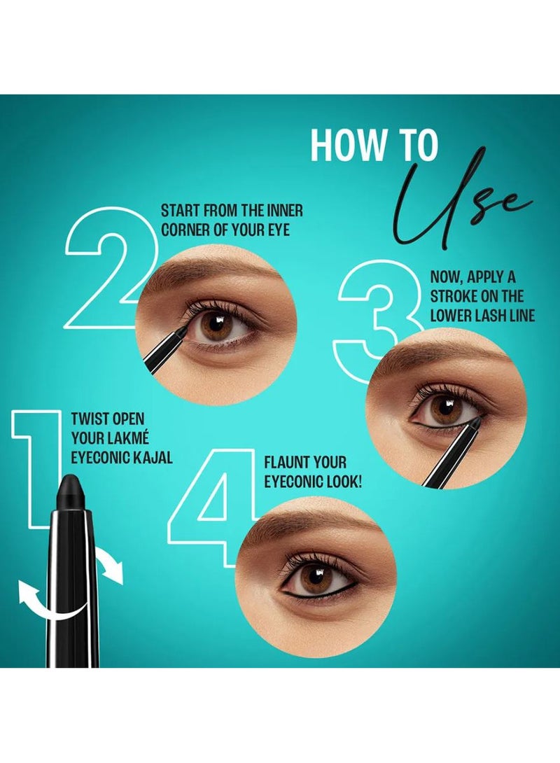 Lakme 9 to 5 Fashionista Collection Eyeconic Kajal - Deep Black -Twin Pack | Smudgeproof | Waterproof | Lasts Upto 24 Hrs - Image 5