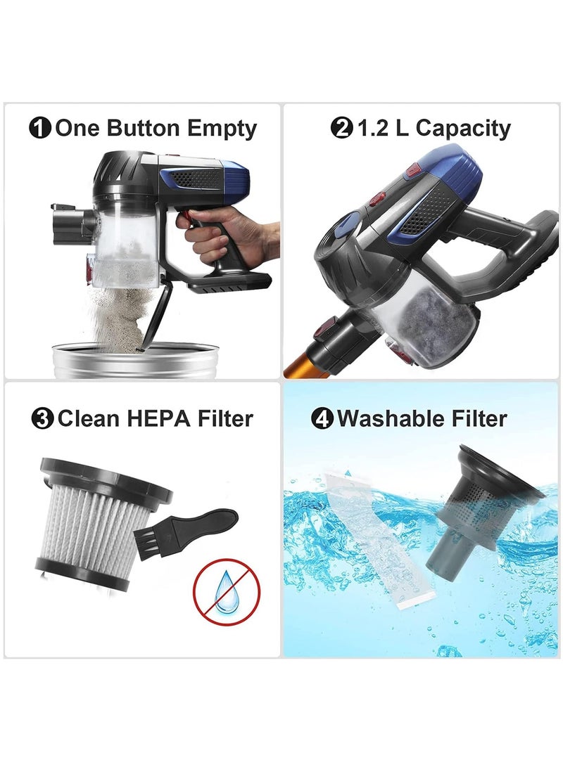 25KPa Cordless Vacuum Cleaner,150w Brushless Motor,Strong Suction,6 in 1 Stick Vacuum Cleaner,Powerful LED Headlights, 45Mins Long Runtime,Applicable to Hardwood Floor Carpet Pet Car Cleaning - Image 5
