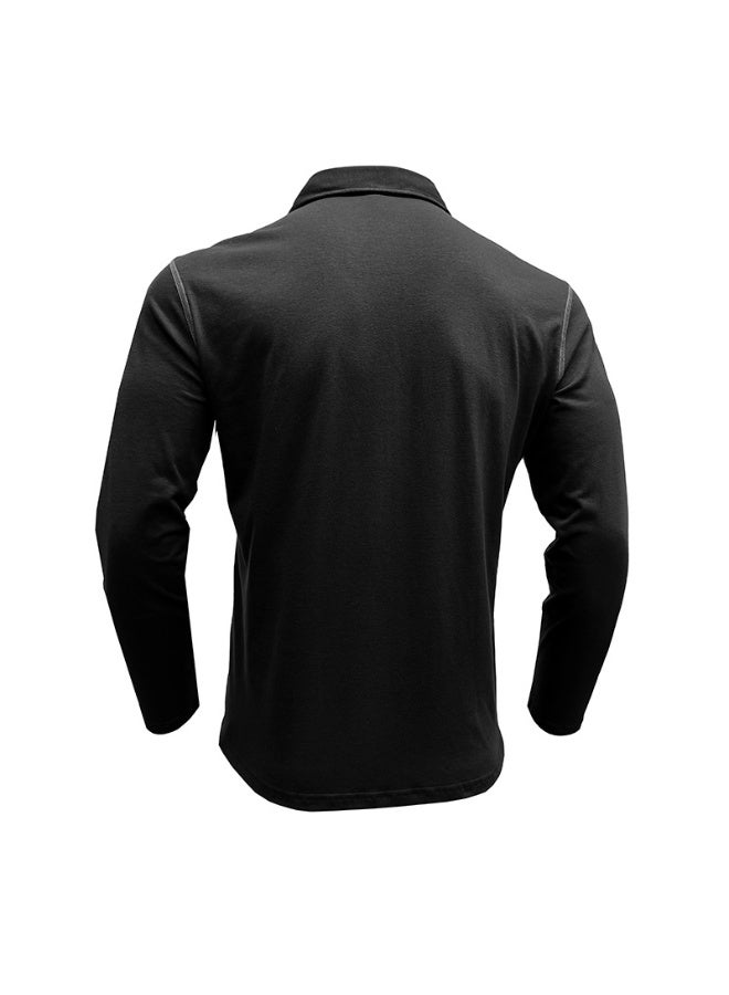 general Men's Casual Polo Shirts Classic Long Sleeve Basic Button T-Shirt Lightweight Cotton Golf Tops with Pocket - Image 2
