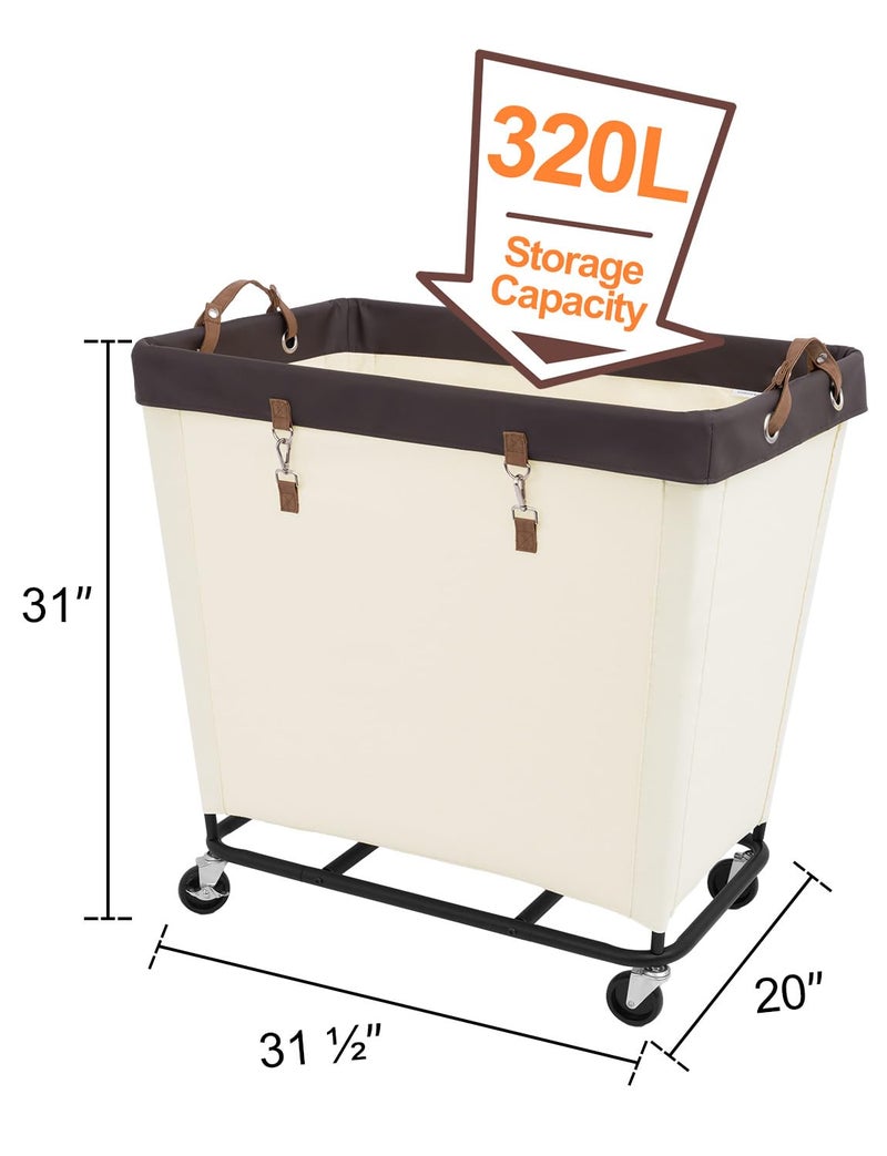 StorageWorks 320L Laundry Basket with Wheels, Extra Large Rolling Hampers for Clothing Organizer, Dirty Clothes Basket for Hotel, Home, Closet, Dorm, Beige - Image 2