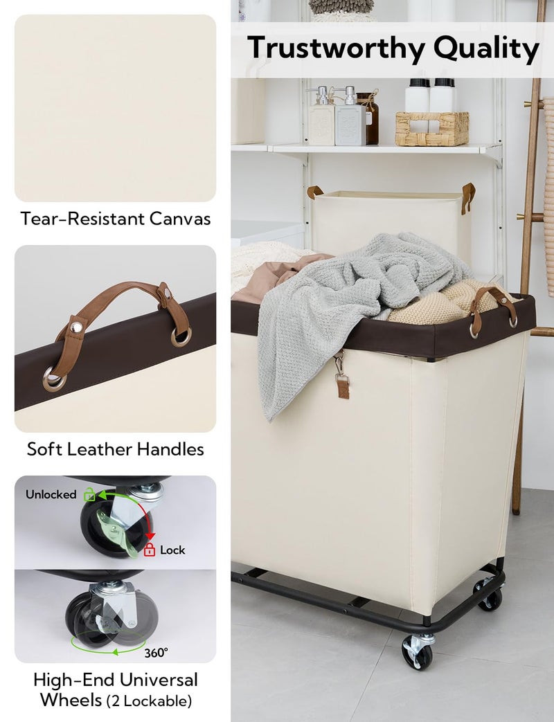 StorageWorks 320L Laundry Basket with Wheels, Extra Large Rolling Hampers for Clothing Organizer, Dirty Clothes Basket for Hotel, Home, Closet, Dorm, Beige - Image 4
