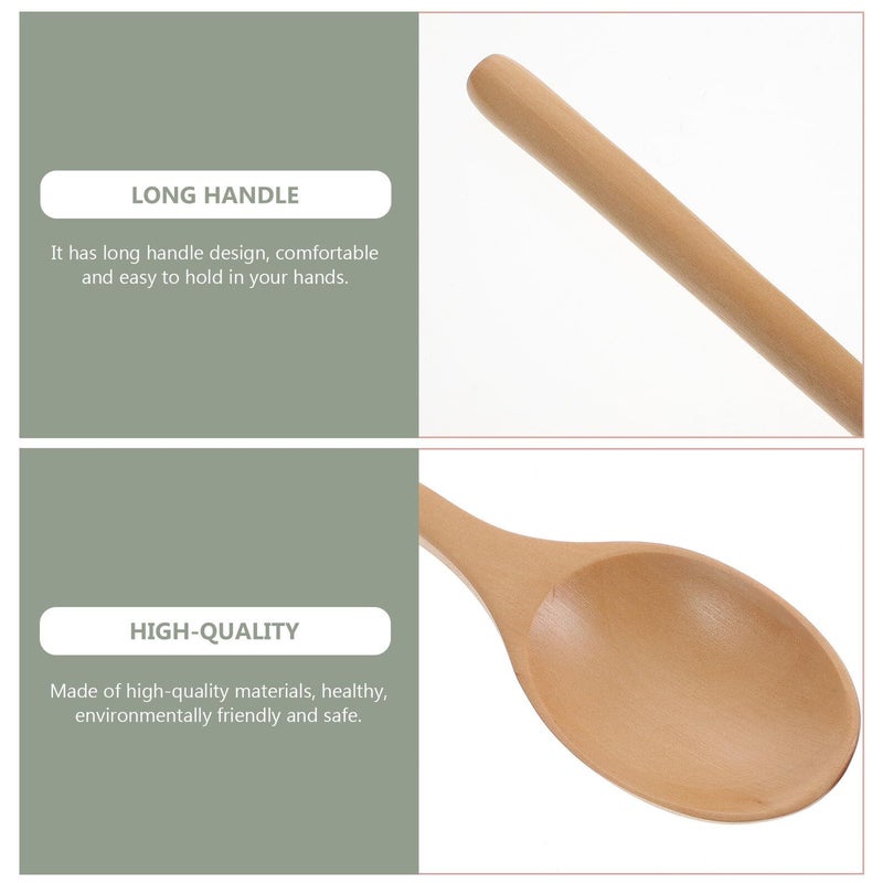 2Pcs Beech Wood Long Handle Stirring Spoon and Soup Spoon Set Japanese Style Kitchen Utensils - Image 4