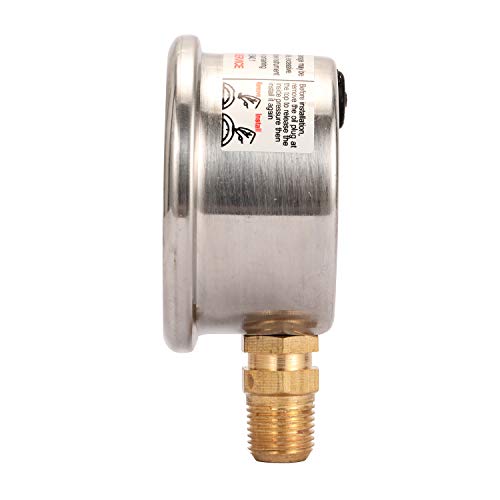 MEASUREMAN 1-1/2" Dial Size, Glycerin Filled Fuel Pressure Gauge, 304 Stainless Steel case, 0-15Psi, +/-3-2-3%, 1/8" NPT Lower Mount - Image 4