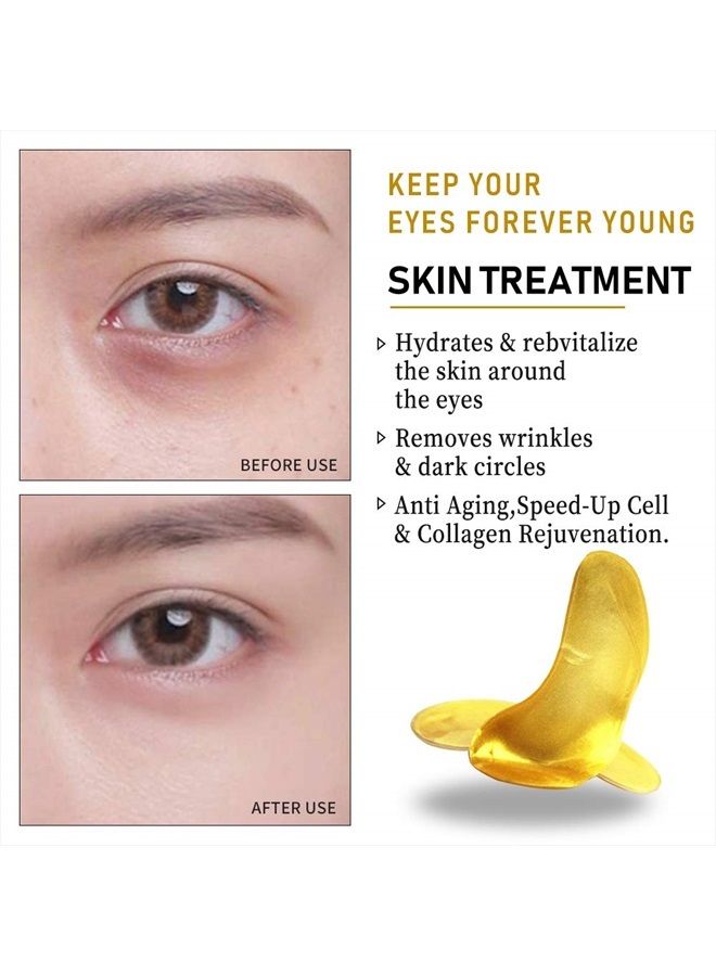 Vandarllin 24K Gold Powder Gel Collagen Eye Masks Sheet Patch, Remove Bags,Dark Circles &Puffiness,Reduce Wrinkle,Moisturising,Hydrating,Uplifting Whitening,for Blackheads (10 Pairs) - Image 5