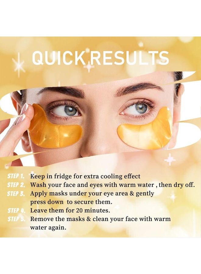 Vandarllin 24K Gold Powder Gel Collagen Eye Masks Sheet Patch, Remove Bags,Dark Circles &Puffiness,Reduce Wrinkle,Moisturising,Hydrating,Uplifting Whitening,for Blackheads (10 Pairs) - Image 3